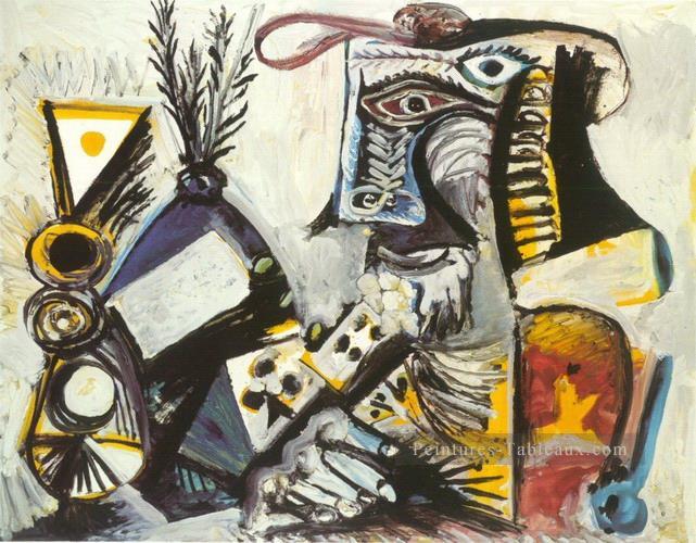 Homme aux cartes 1971 cubisme Pablo Picasso Peintures à l'huile